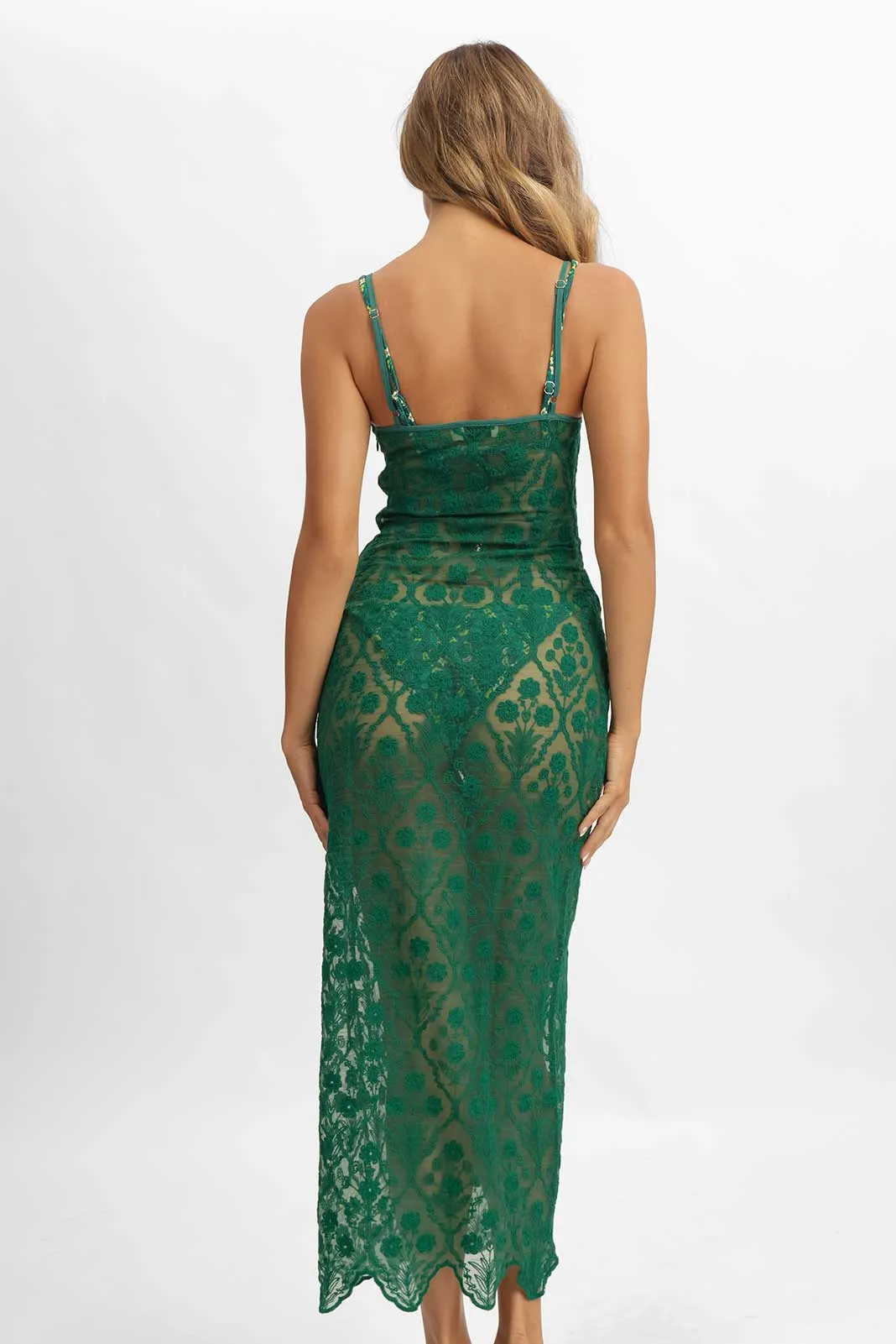 Jade Midi Ruffled Dress / Emerald Lace FINAL SALE sold by Blackbough product image thumbnail 4