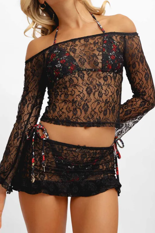 Diana Long-Sleeve Top / Black Lace sold by Blackbough