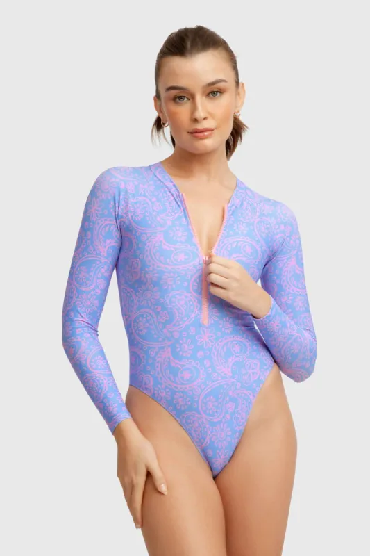 Jenny Long-Sleeve Surf One Piece / Lazy Paisley FINAL SALE sold by Blackbough