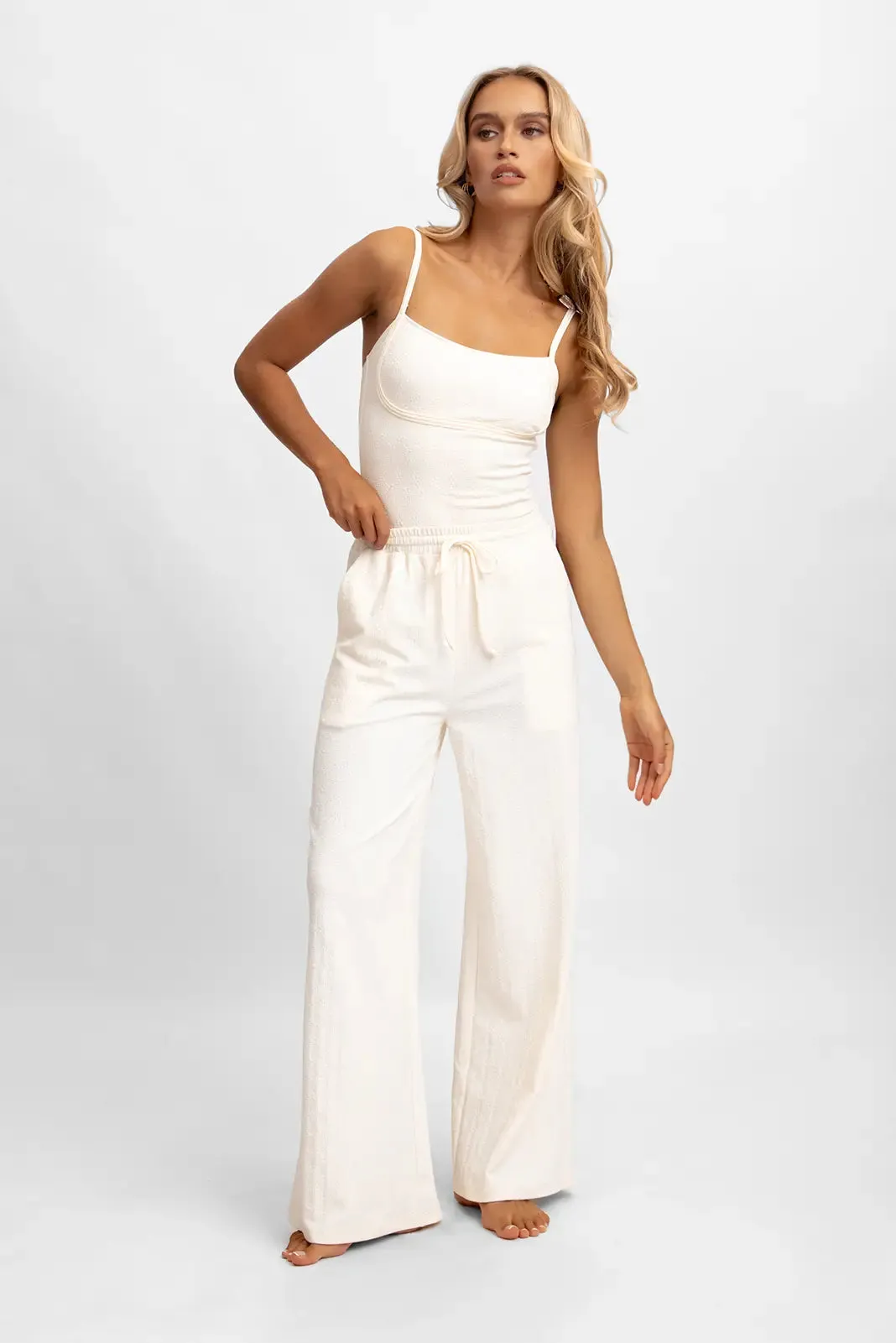 Andie Wide Leg Pants / Vanilla Rum Jacquard sold by Blackbough product image thumbnail 3