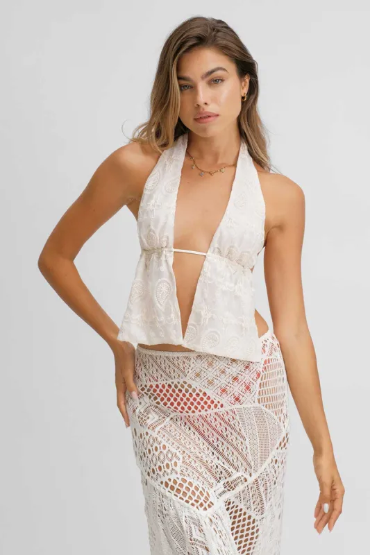 Sissy Halter Top / Sandstone Lace made by Blackbough