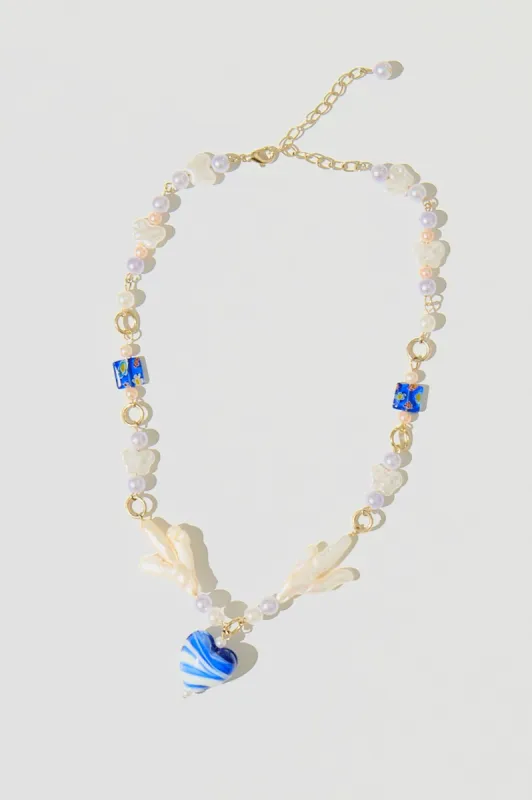 Necklace / Cold Blue Heart FINAL SALE made by Blackbough