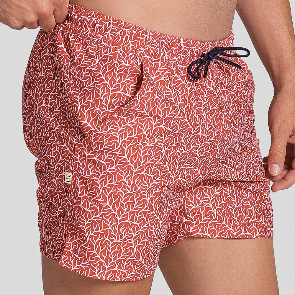 5" Inseam Swim Trunk in Red Coral Print (Small Available) sold by Blade + Blue