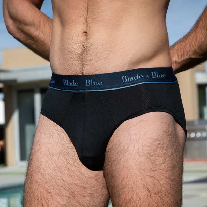 Black Active Mesh Low Rise Brief Underwear - Made In USA sold by Blade + Blue