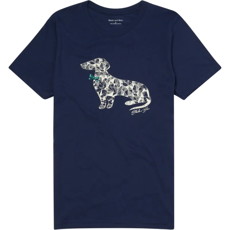 Navy Blue Crystallized Dachshund T-Shirt (S AVAILABLE) made by Blade + Blue