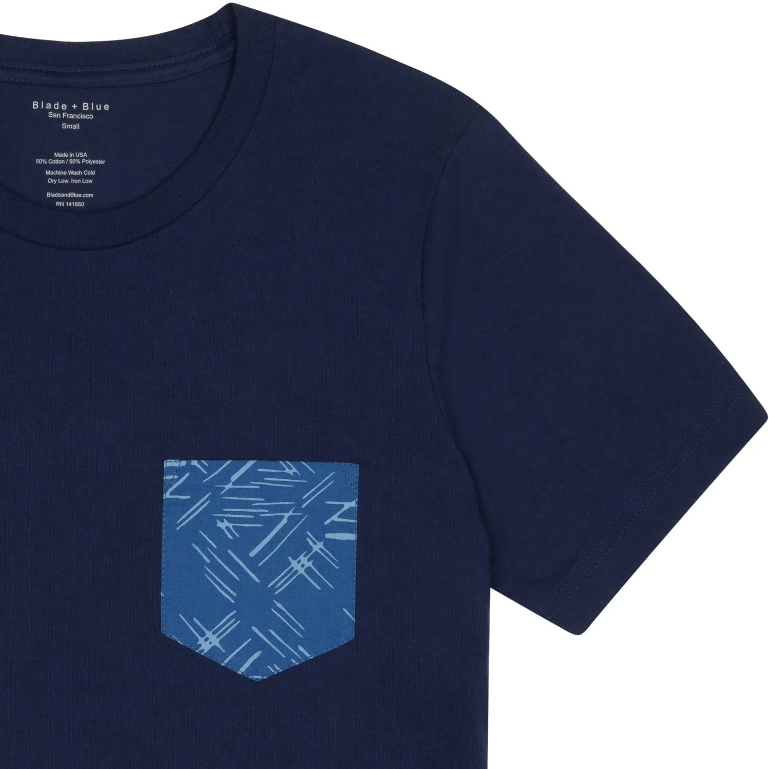 Navy With Blue Sky-Burst Pocket T-Shirt (Size S) sold by Blade + Blue