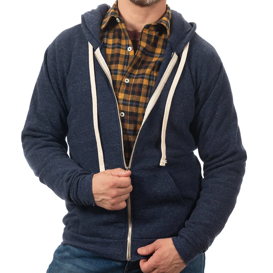 Navy Blue Marled Heather Full Zip Hoodie sold by Blade + Blue