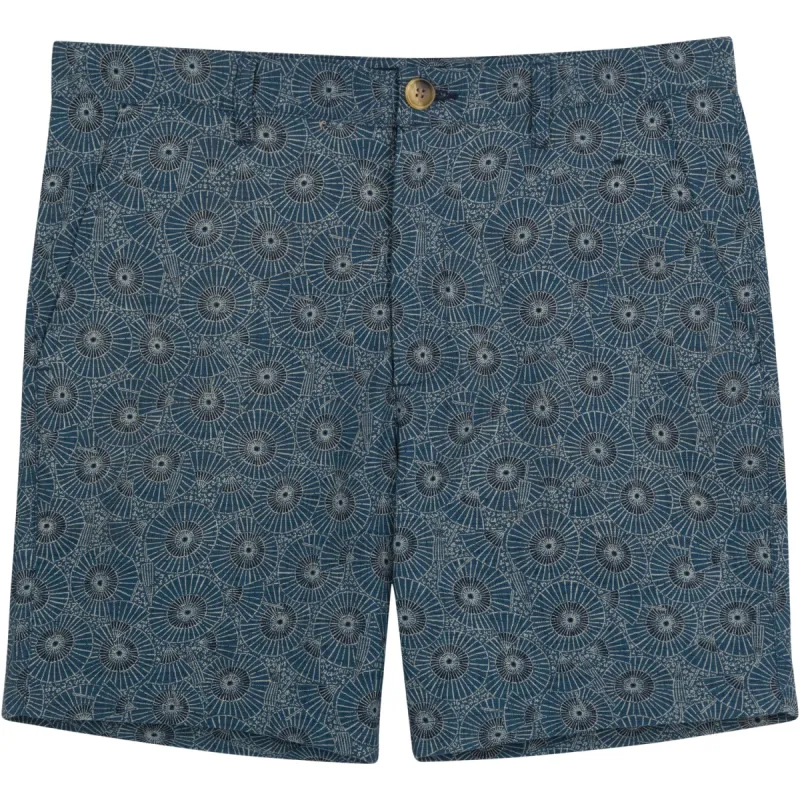 Sea Blue Japanese Fans Print Cotton Shorts - Made in USA sold by Blade + Blue