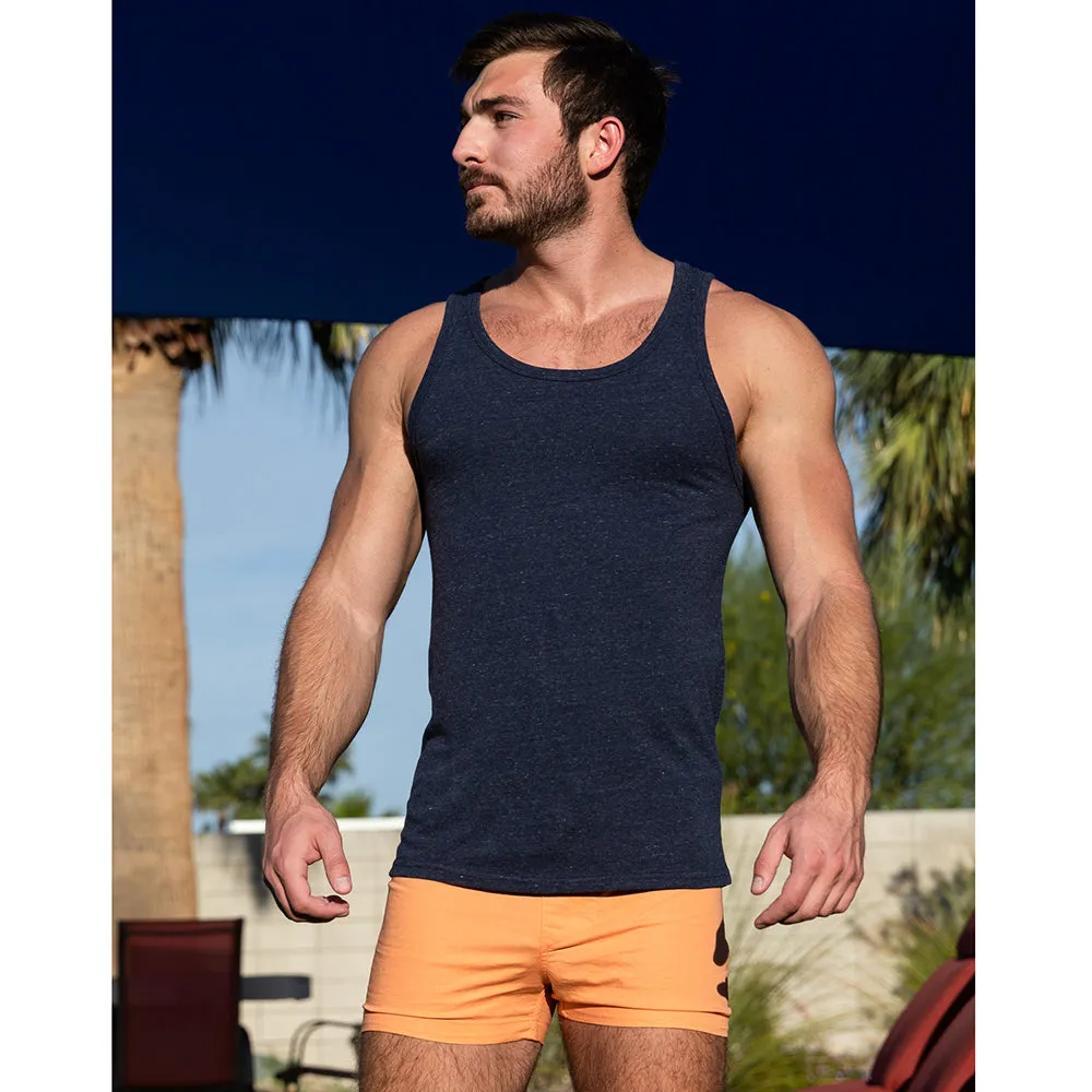 Solid Navy Heather Tri-Blend Varsity Tank Top sold by Blade + Blue product image thumbnail 4