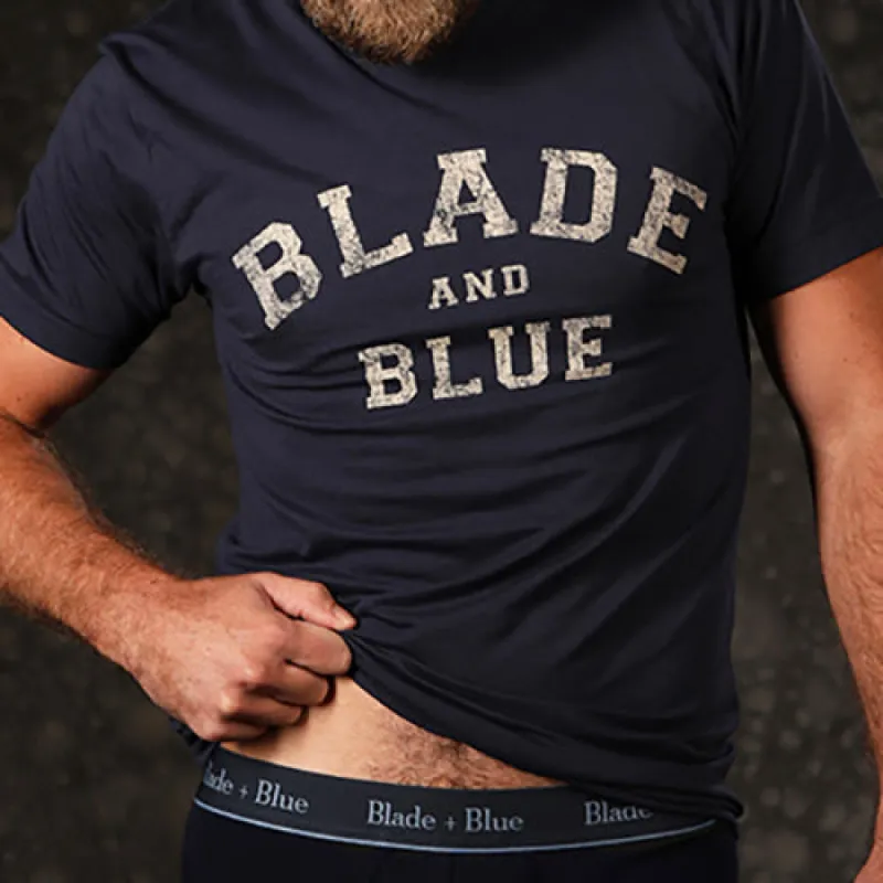 Navy Blue Blade + Blue Graphic T-Shirt sold by Blade + Blue