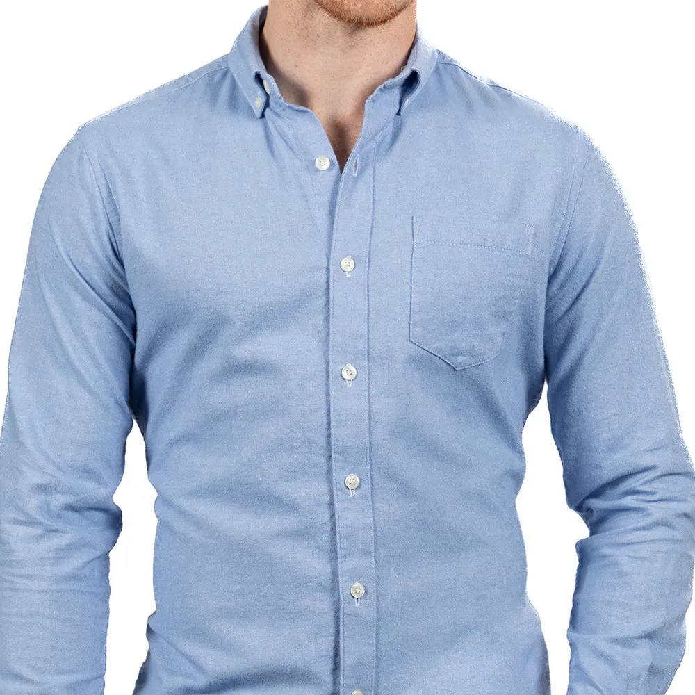 MICKEY Brushed Cotton Long Sleeve Shirt in Light Blue Melange (SIZE XXL) sold by Blade + Blue