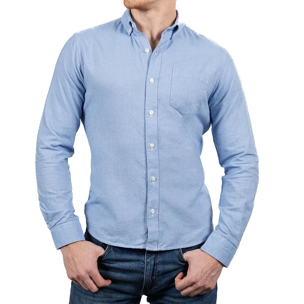 MICKEY Brushed Cotton Long Sleeve Shirt in Light Blue Melange (SIZE XXL) sold by Blade + Blue product image thumbnail 4