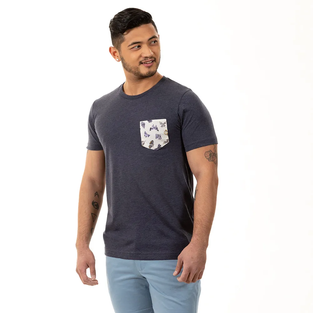 Navy Heather With Butterfly Pocket T-Shirt sold by Blade + Blue product image thumbnail 4