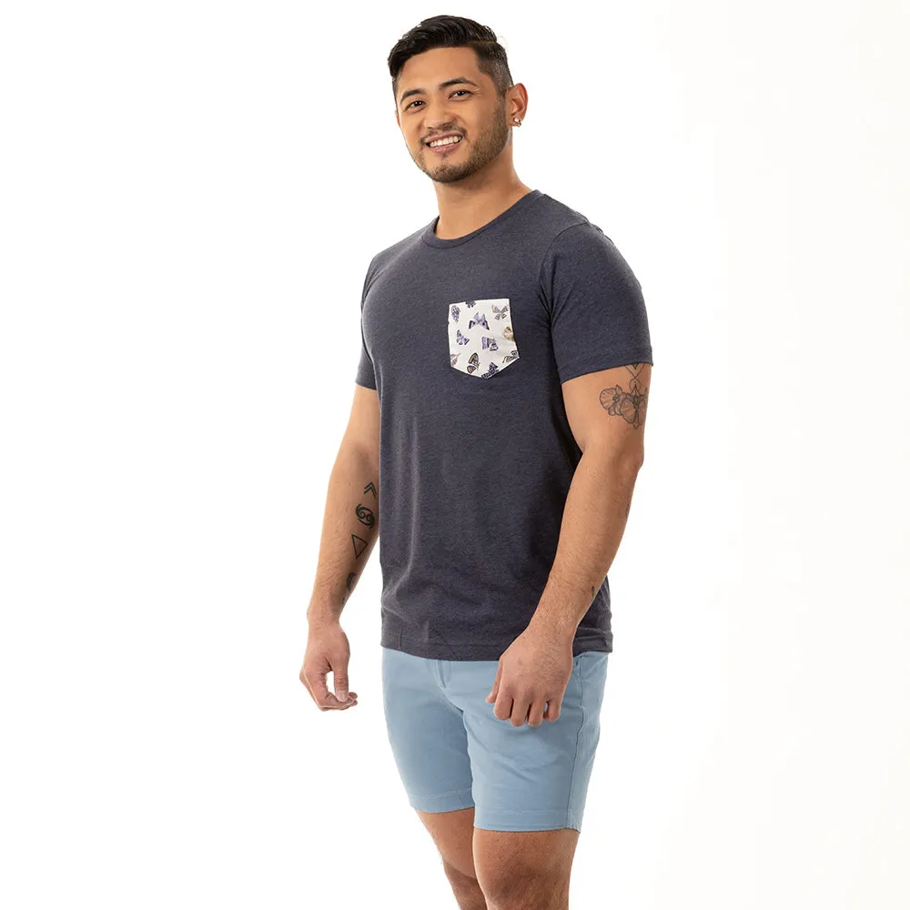 Navy Heather With Butterfly Pocket T-Shirt sold by Blade + Blue product image thumbnail 5