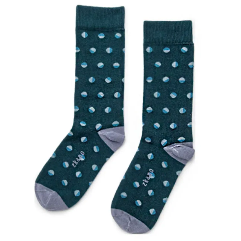 Evergreen Retro Dots Crew Sock - Made In USA by Zkano sold by Blade + Blue