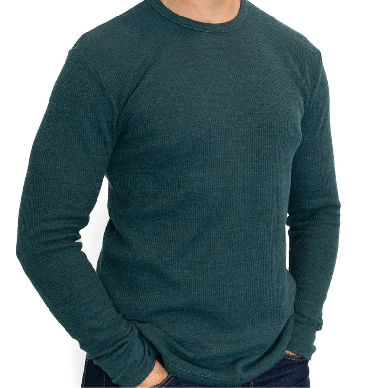 Crystal Teal Organic Cotton Blend Waffle Stitch Thermal Shirt (SIZE S & M) sold by Blade + Blue