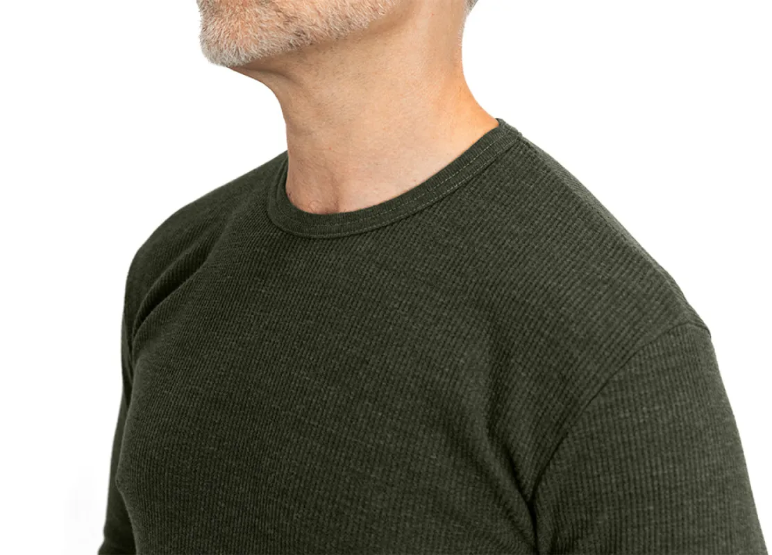 Dark Army Organic Cotton Blend Waffle Stitch Thermal Shirt sold by Blade + Blue