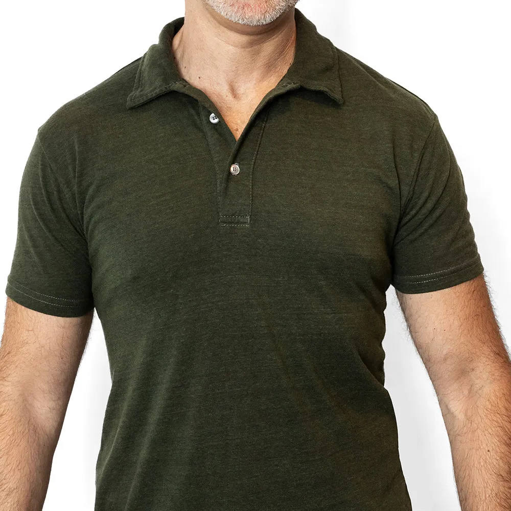 The "Driver" Tri-Blend Polo T-Shirt In Dark Army Green sold by Blade + Blue