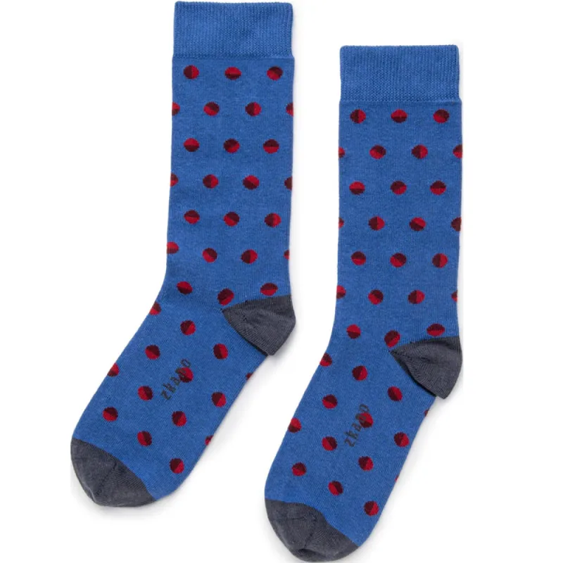 Royal Retro Dots Crew Sock - Made In USA by Zkano sold by Blade + Blue