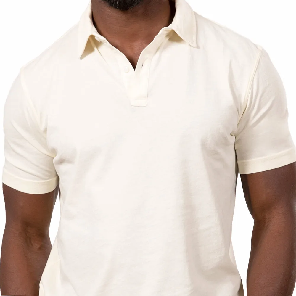 Eggshell Cream Cotton Jersey Polo sold by Blade + Blue