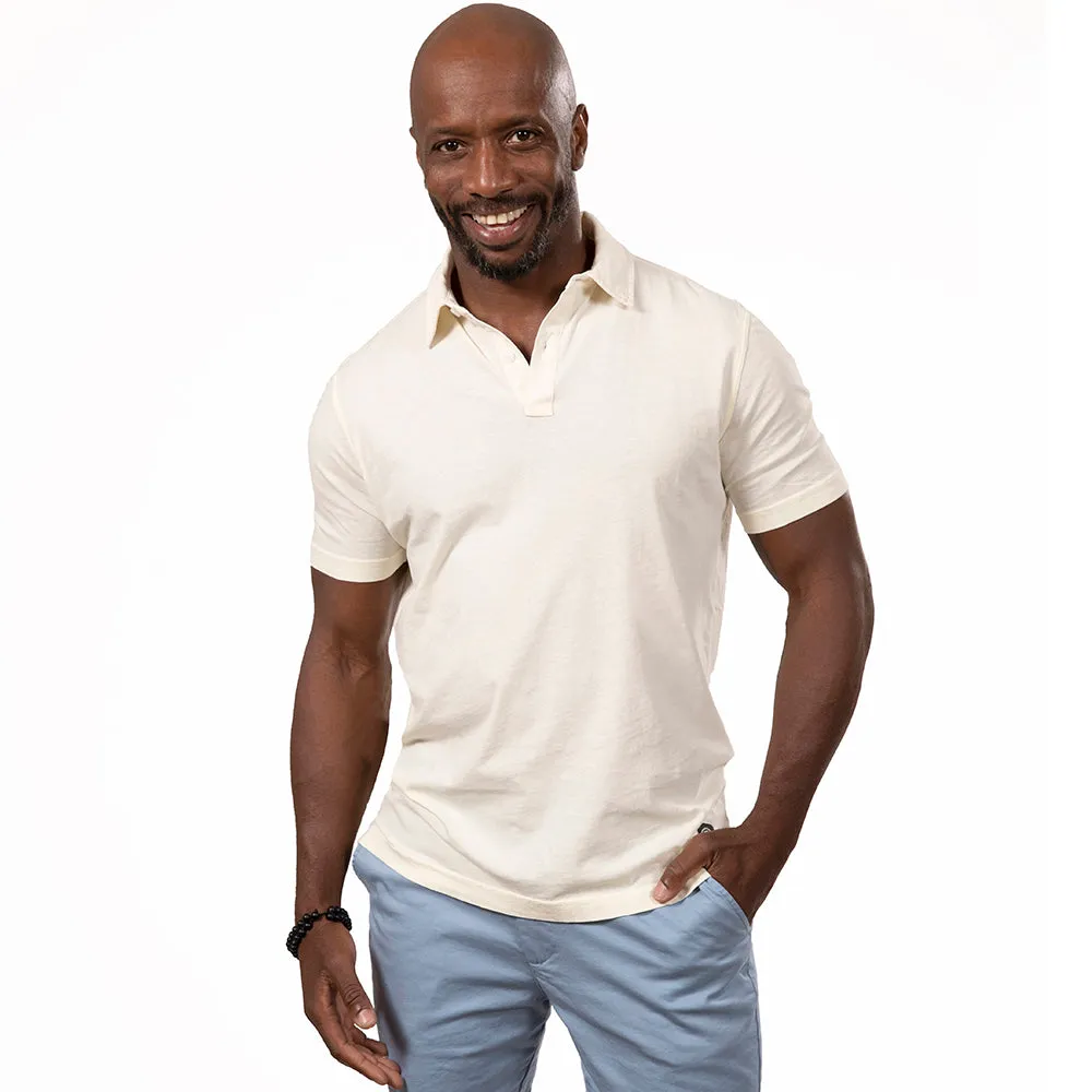 Eggshell Cream Cotton Jersey Polo sold by Blade + Blue product image thumbnail 2