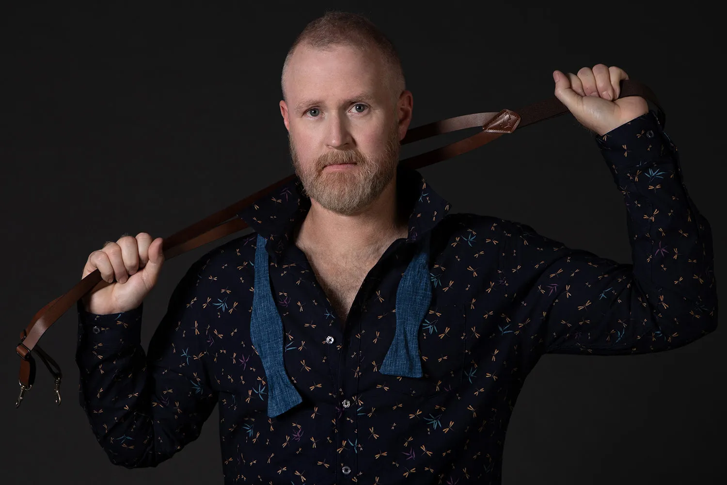 STEELE Long Sleeve Shirt in Navy Blue Traditional Japanese Dragonfly Print sold by Blade + Blue product image thumbnail 4