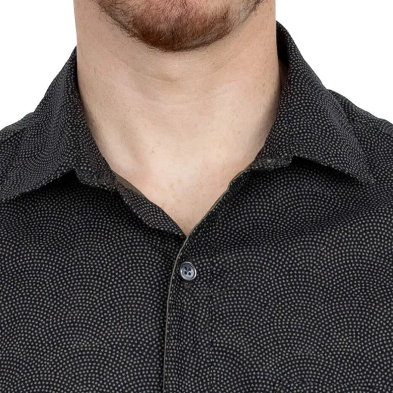 NEWMAN Long Sleeve Shirt in Navy & Olive Traditional Japanese Wave Print sold by Blade + Blue