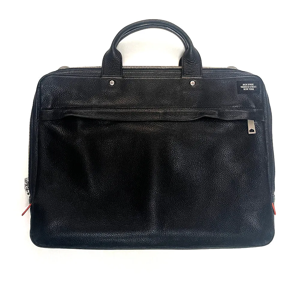 Jack Spade Warren Street New York Black Leather Messenger Briefcase Bag 16”x12” sold by Blade + Blue