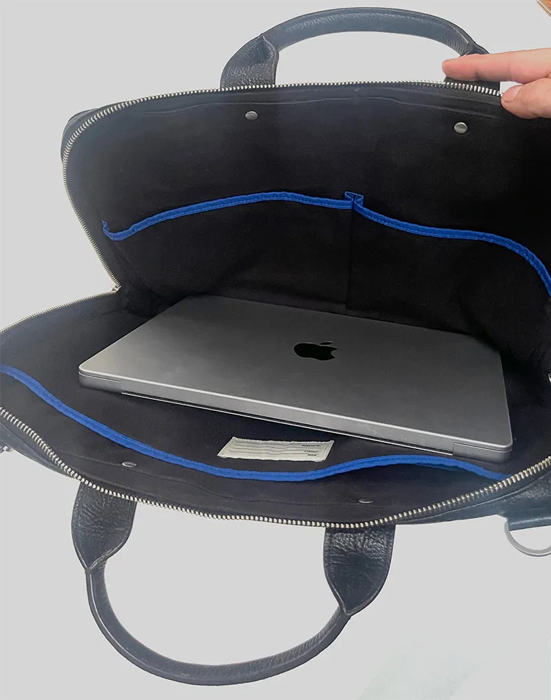 Jack Spade Warren Street New York Black Leather Messenger Briefcase Bag 16”x12” sold by Blade + Blue product image thumbnail 2