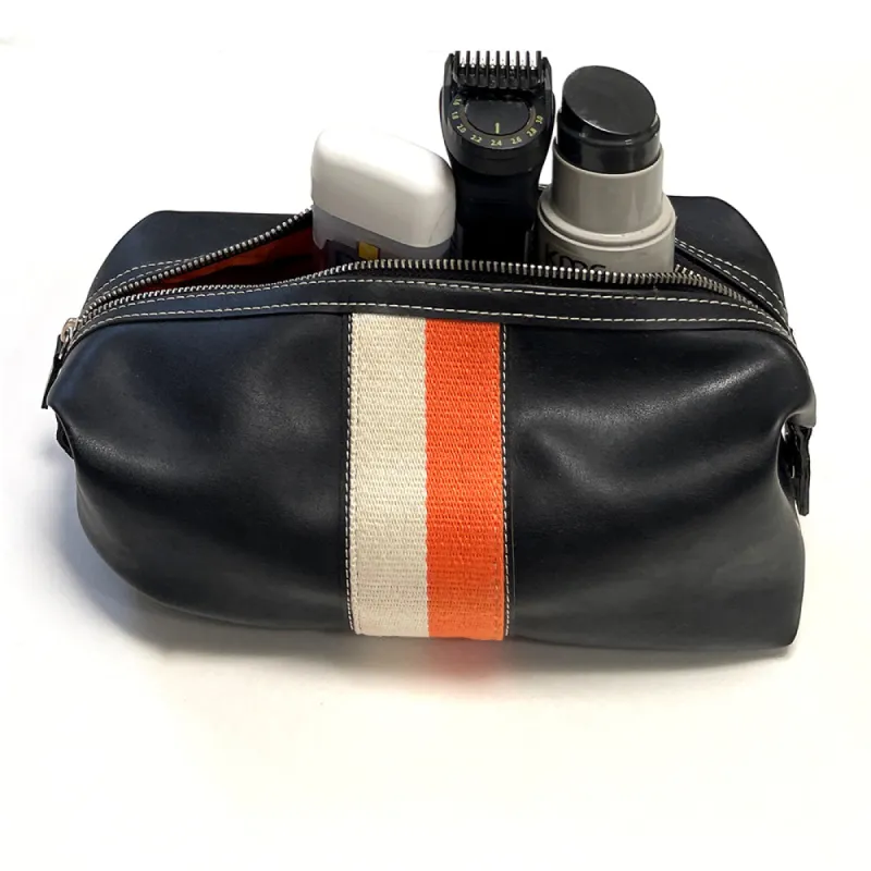 Vintage Striped Leather Dopp Kit Toiletry Bag sold by Blade + Blue