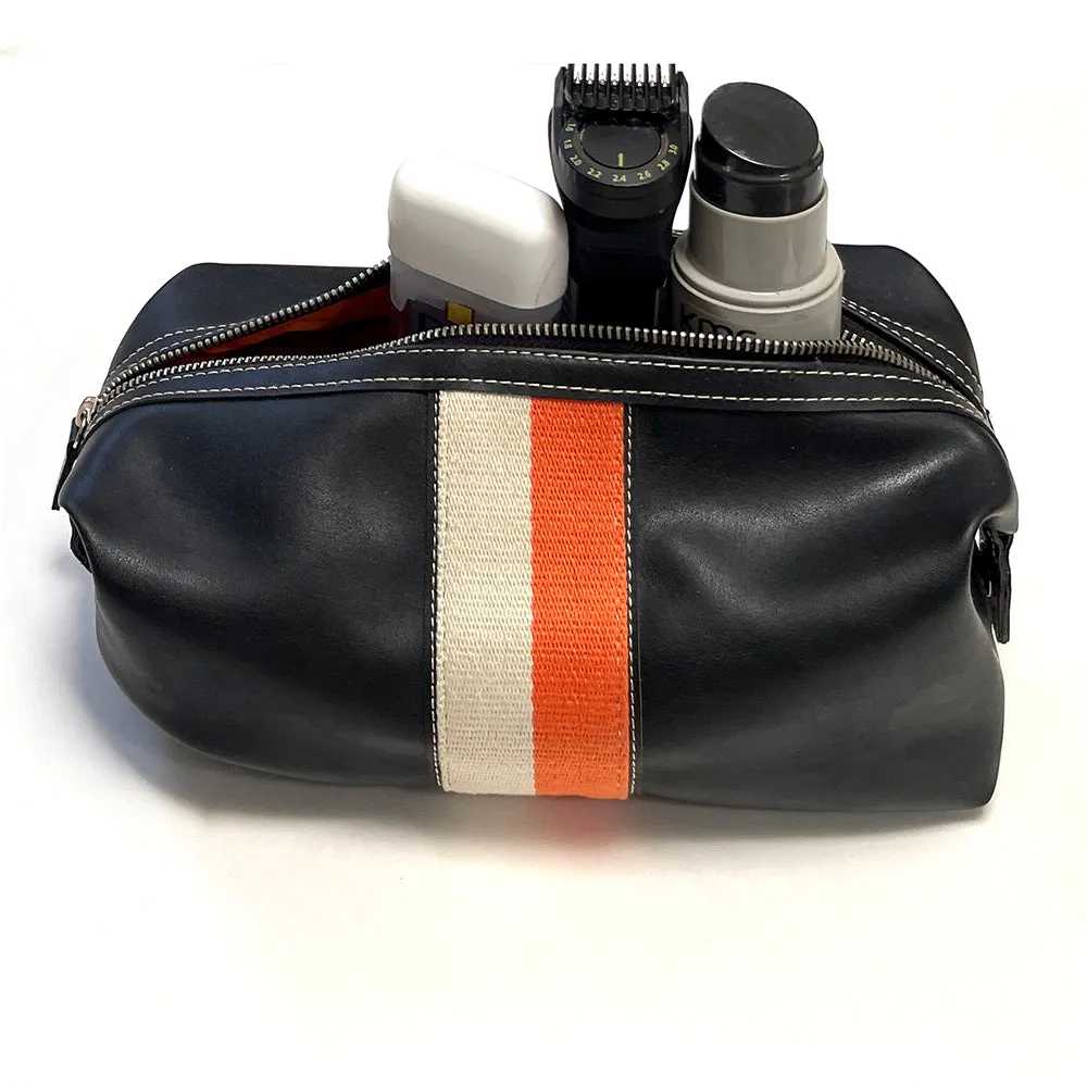 Vintage Striped Leather Dopp Kit Toiletry Bag sold by Blade + Blue
