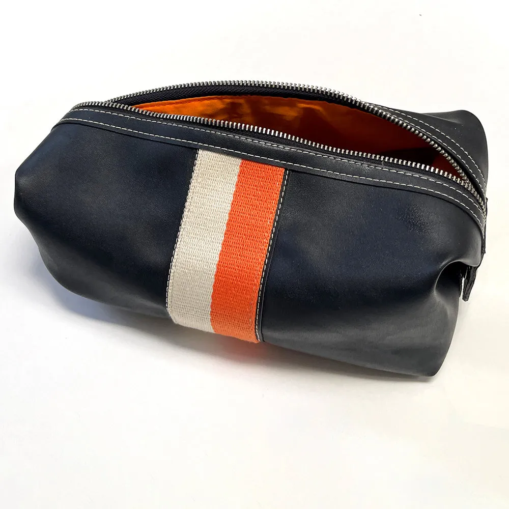 Vintage Striped Leather Dopp Kit Toiletry Bag sold by Blade + Blue product image thumbnail 3