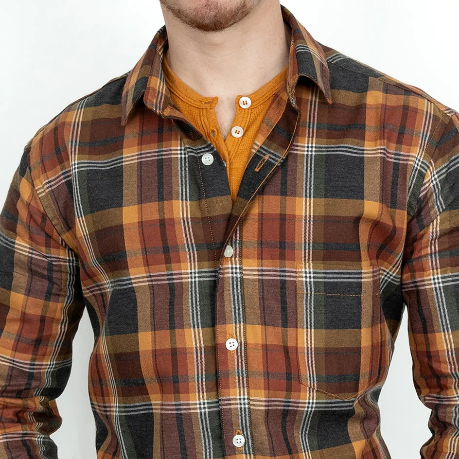 ISAAC Long Sleeve Shirt in Brushed Cotton Earthtone Plaid (Size L) sold by Blade + Blue