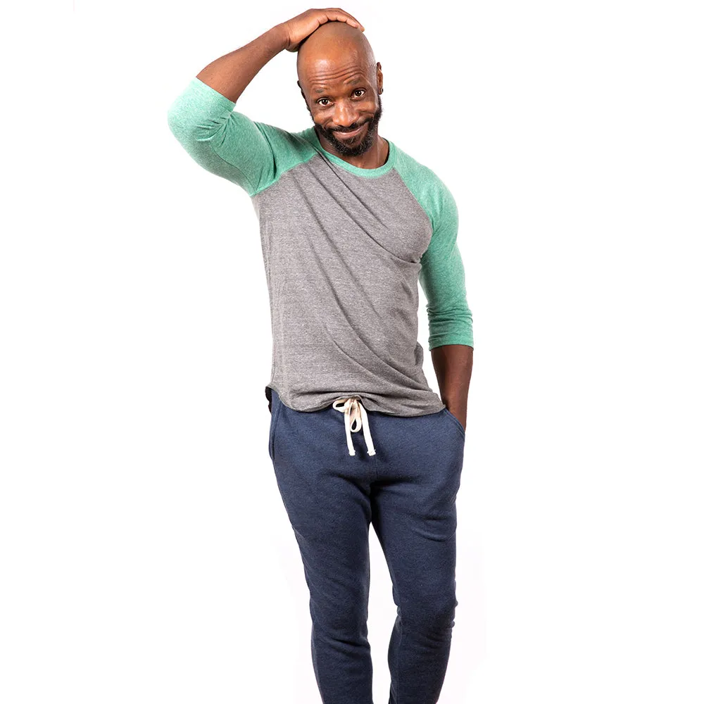 Green Heather & Grey Heather 3/4 Raglan Sleeve Tri-Blend Baseball Tee (Size S Available) sold by Blade + Blue product image thumbnail 2