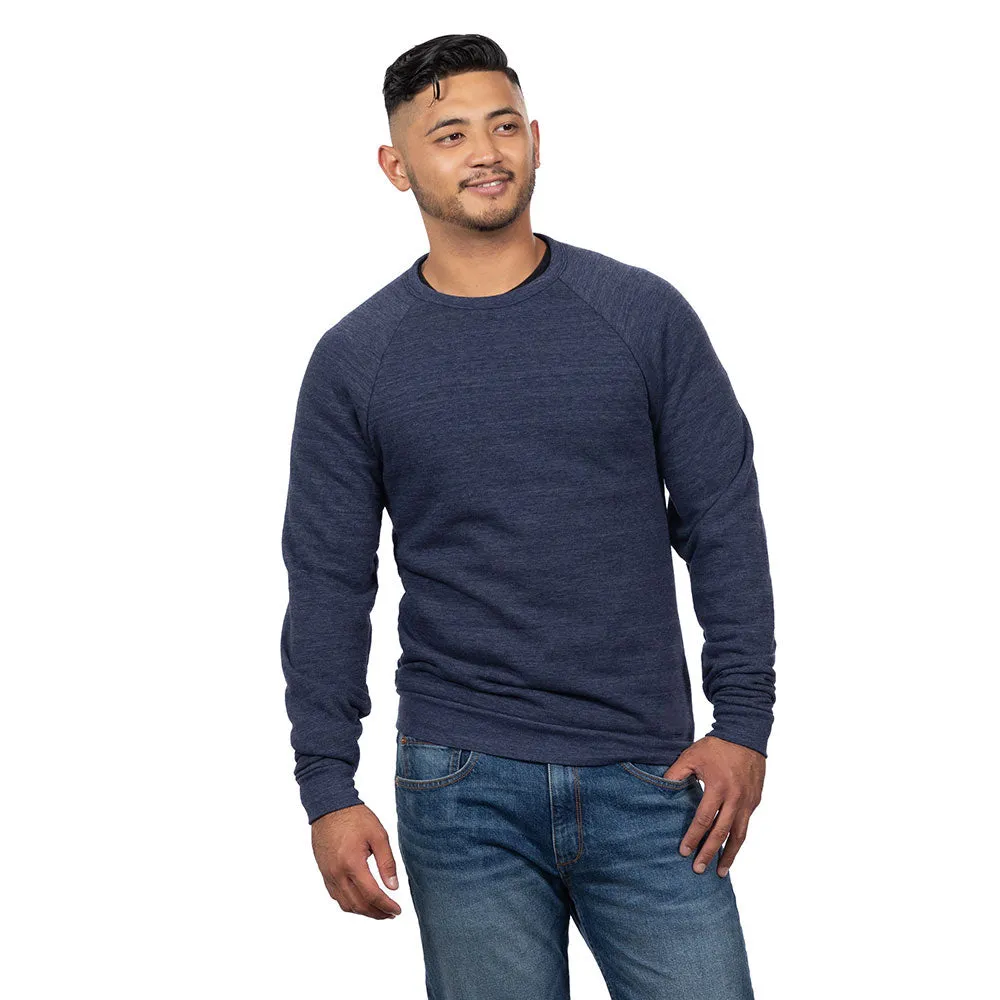 Navy Blue Marled Tri-Blend Raglan Sleeve Crewneck Sweatshirt-Sweater sold by Blade + Blue product image thumbnail 2