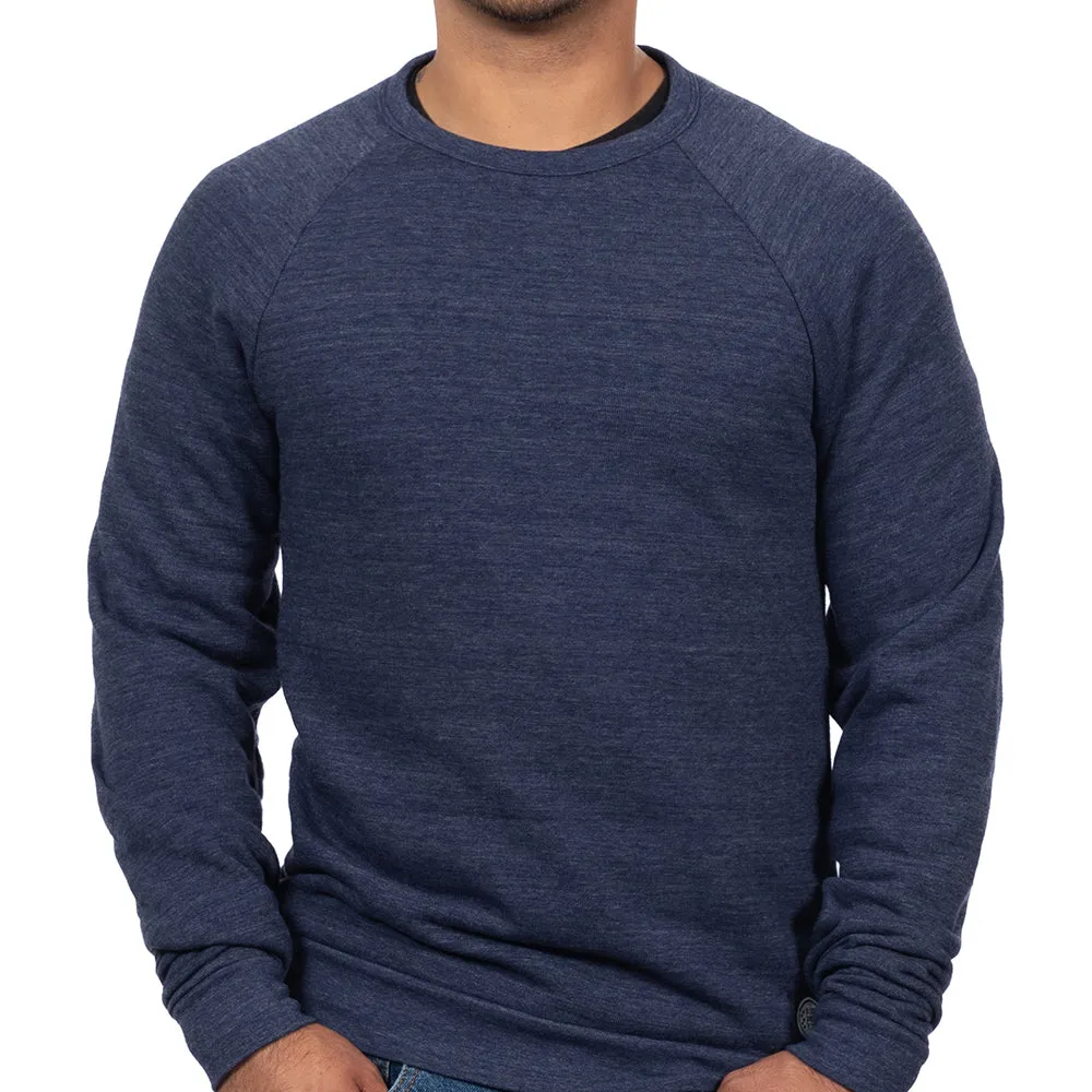 Navy Blue Marled Tri-Blend Raglan Sleeve Crewneck Sweatshirt-Sweater sold by Blade + Blue