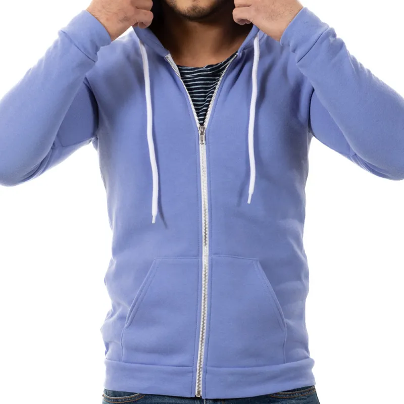Periwinkle Blue Full Zip Hooded Fleece Sweatshirt - Made in USA sold by Blade + Blue