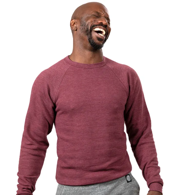 Burgundy Heather Tri-Blend Raglan Sleeve Crewneck Sweatshirt sold by Blade + Blue