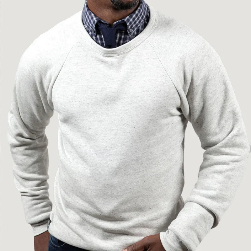 White Heather Salt & Pepper Tri-Blend Raglan Sleeve Crewneck Sweatshirt (Large) sold by Blade + Blue