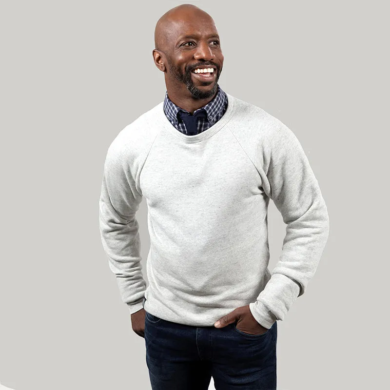 White Heather Salt & Pepper Tri-Blend Raglan Sleeve Crewneck Sweatshirt (Large) sold by Blade + Blue product image thumbnail 2