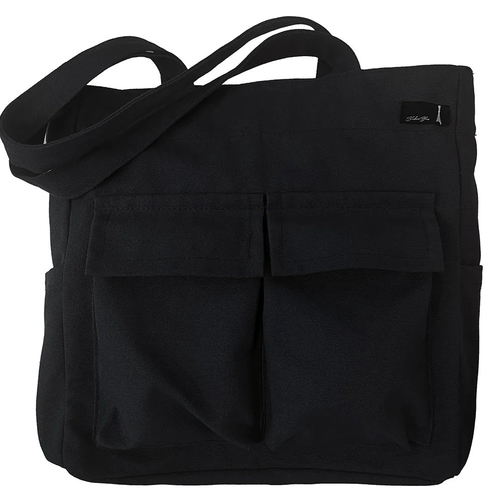 Cargo Tote in Black Cotton Canvas sold by Blade + Blue
