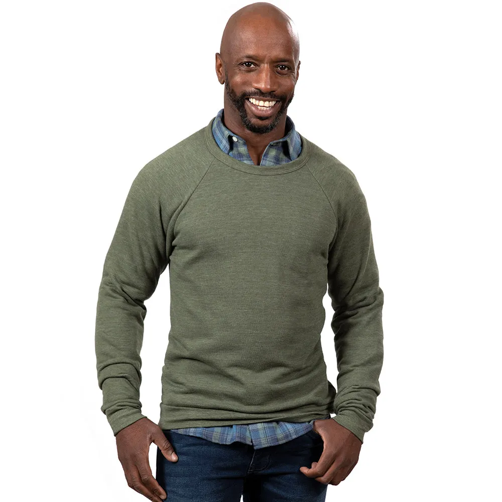 Olive Green Marled Tri-Blend Raglan Sleeve Crewneck Sweatshirt (XXL) sold by Blade + Blue product image thumbnail 2