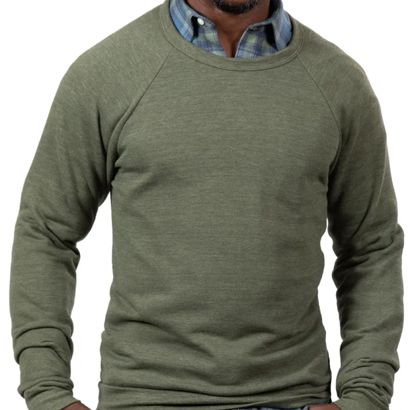 Olive Green Marled Tri-Blend Raglan Sleeve Crewneck Sweatshirt (XXL) sold by Blade + Blue