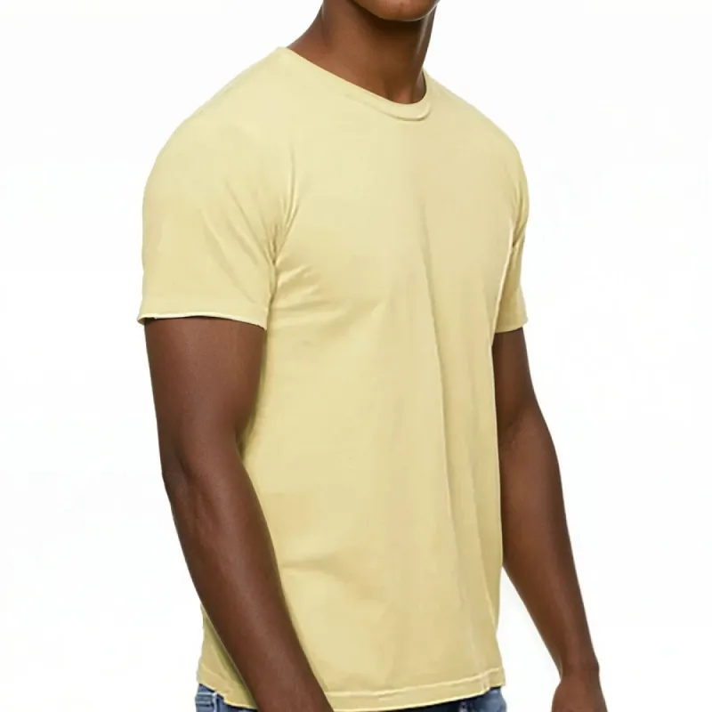 Soft Yellow Pigment Dyed Cotton Classic Short Sleeve Tee - Made In USA (Size M) sold by Blade + Blue