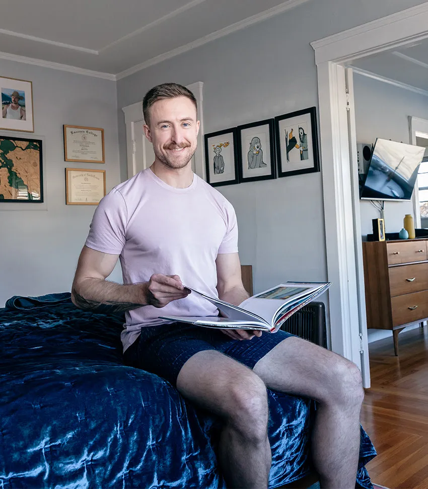 Soft Blush Pink Pigment Dyed Cotton Classic Short Sleeve Tee - Made In USA (Size L) sold by Blade + Blue product image thumbnail 3