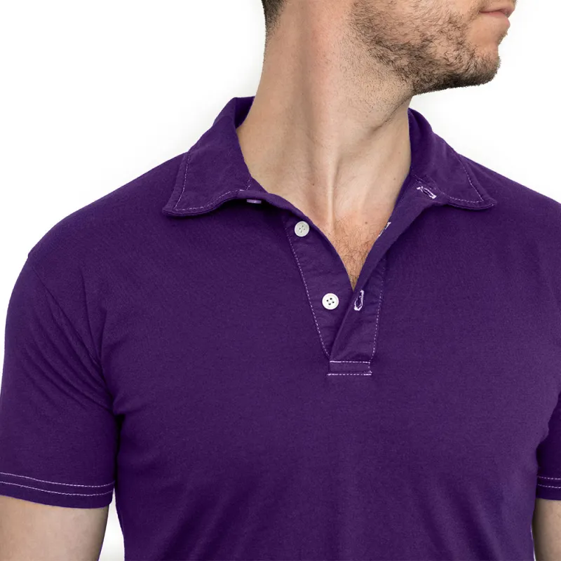 THE "HURLER" Organic Cotton Jersey Polo Shirt in Royal Purple (SIZE XL) sold by Blade + Blue