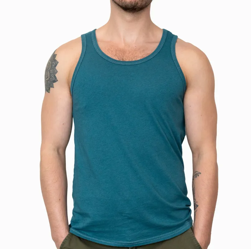 The "Bruiser" Cotton Tank Top in Teal Blue (Size M & L) sold by Blade + Blue