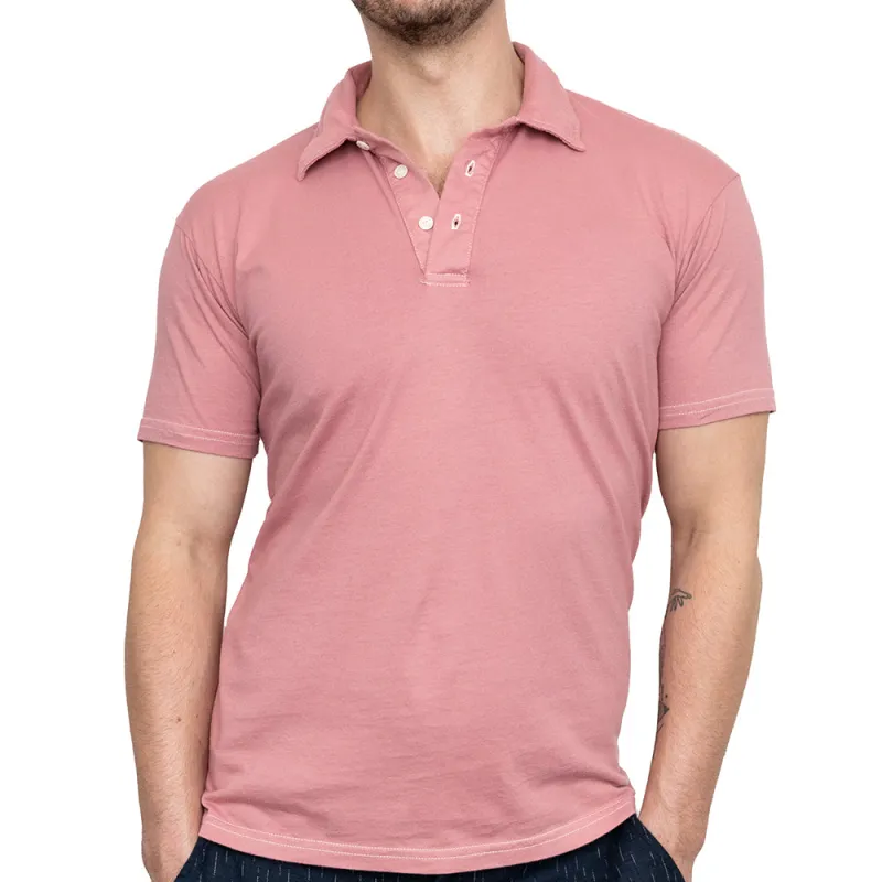 THE "HURLER" Organic Cotton Jersey Polo Shirt in Sweet Pink sold by Blade + Blue