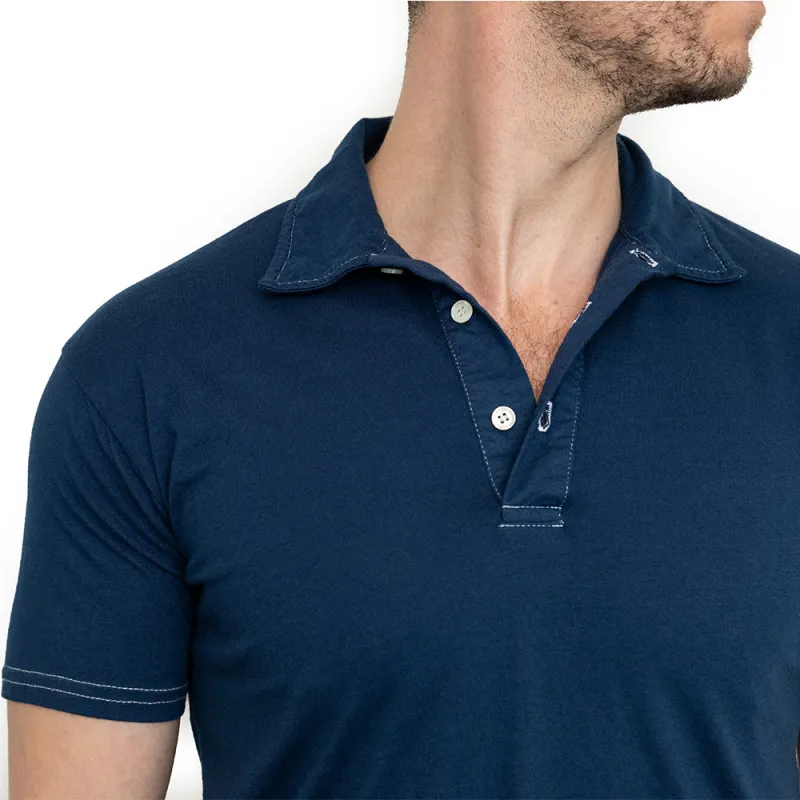 THE "HURLER" Organic Cotton Jersey Polo Shirt in Officer Blue (Size XL) sold by Blade + Blue