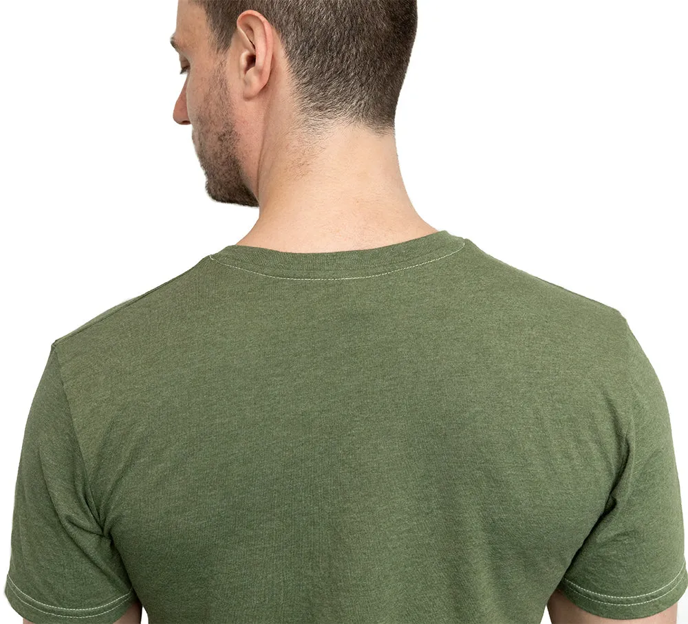 THE "SLUGGER" Short Sleeve Henley Tee in Army Green Heather sold by Blade + Blue product image thumbnail 3